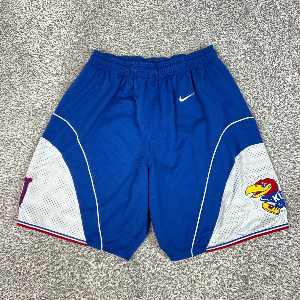 Kansas Jayhawks Shorts Mens Medium Blue Nike Basketball Athletic NCAA College